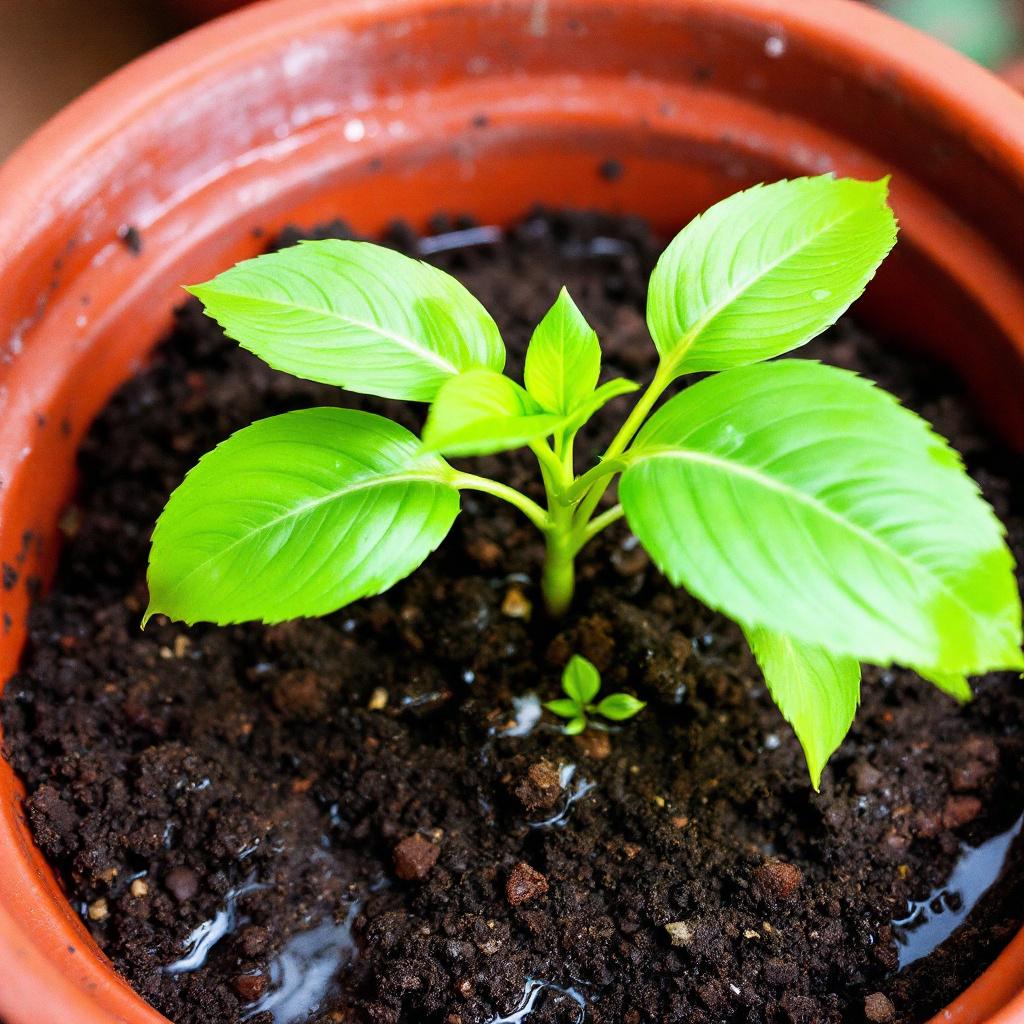Plant in soaked soil, water standing in saucer
