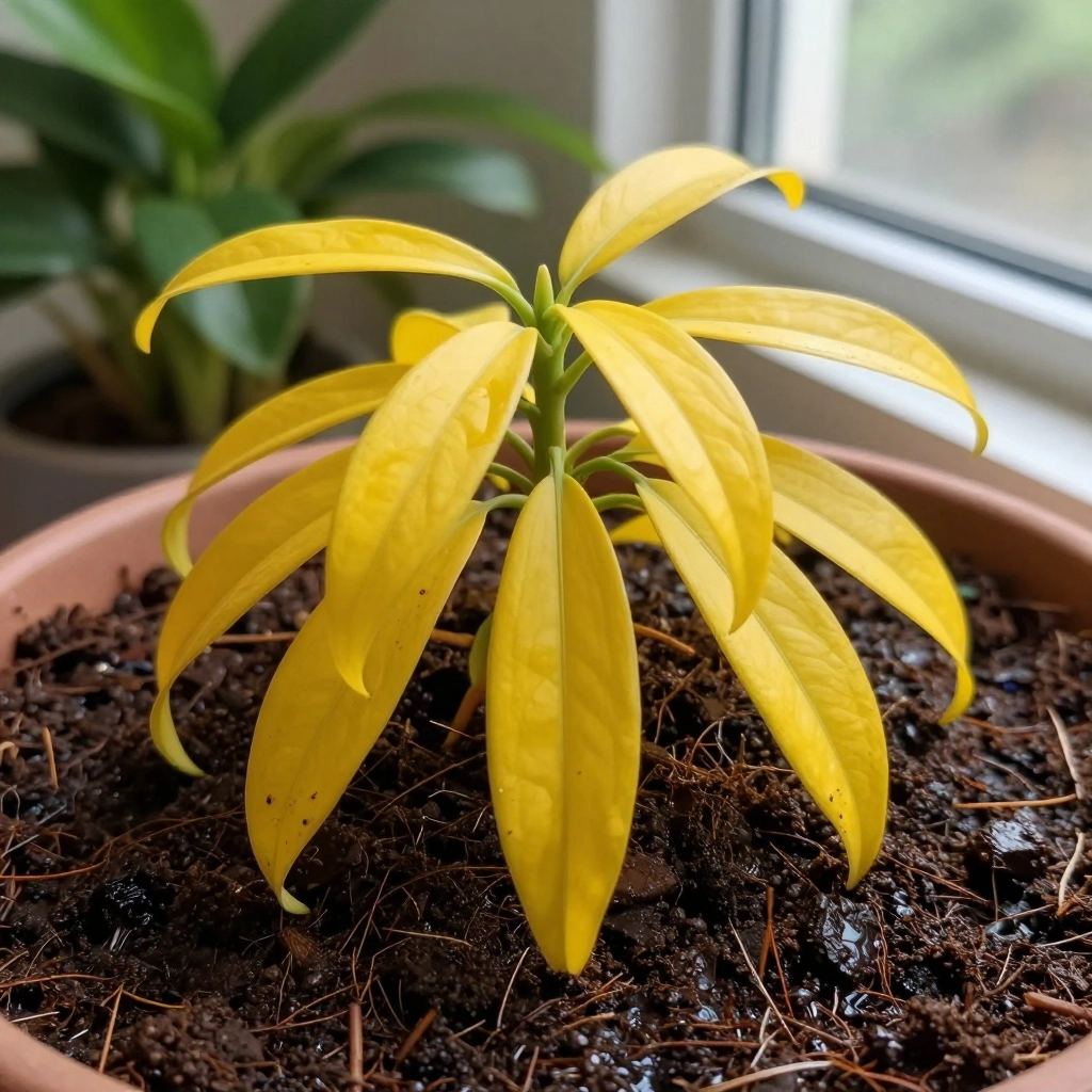  houseplant with yellow drooping leaves