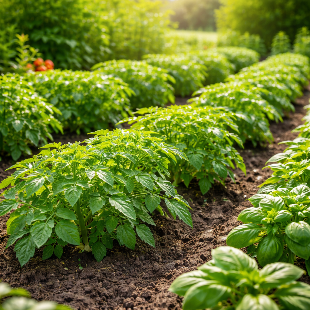 healthy garden plants growing without fungal diseases