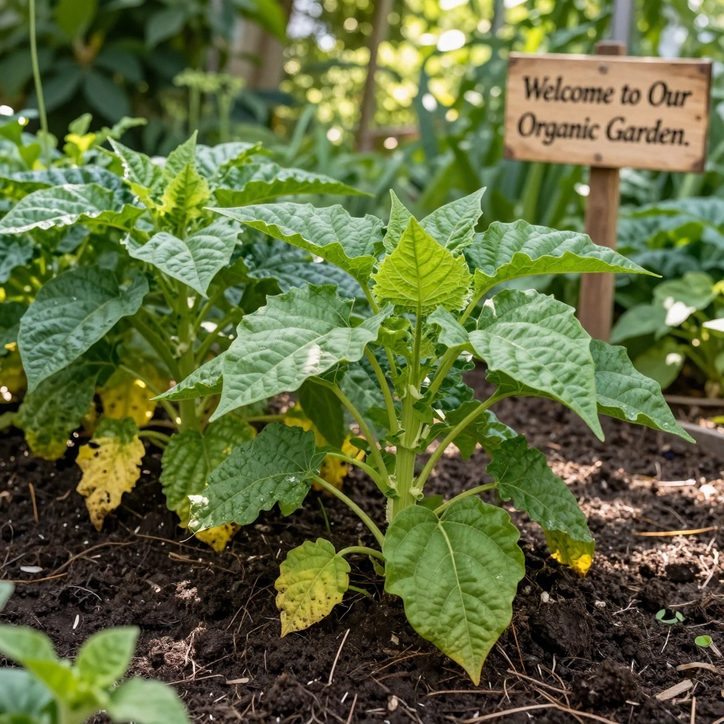 Healthy green plants after correcting nitrogen deficiency