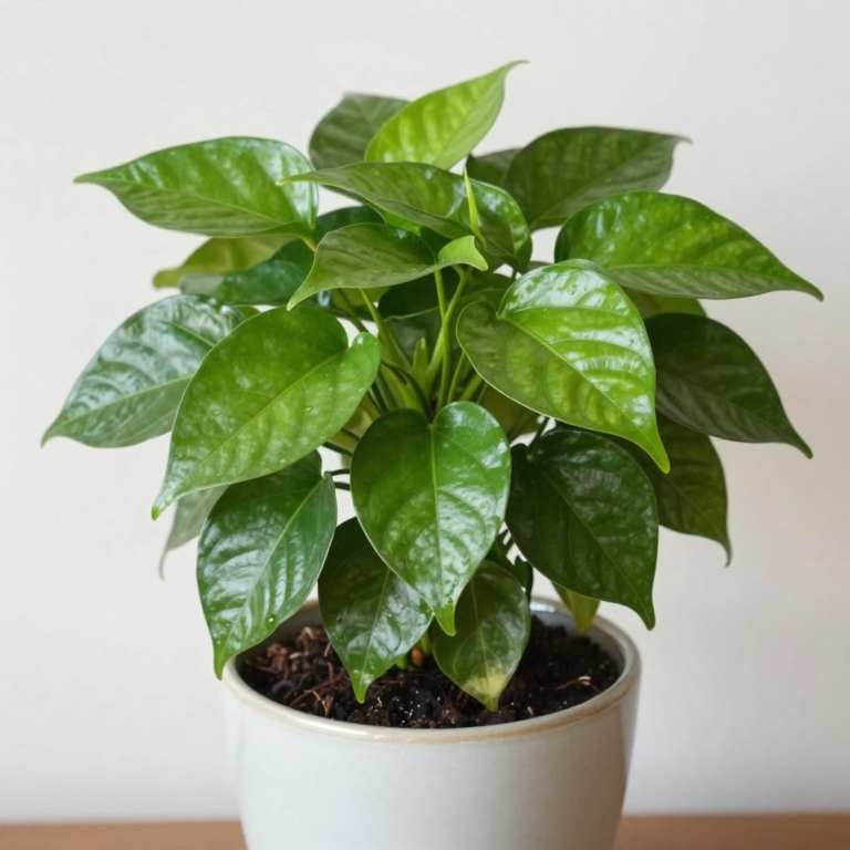 Healthy revived indoor plant with lush green leaves