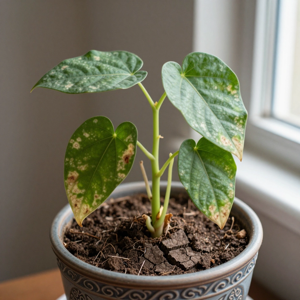 Houseplant with yellow leaves caused by nutrient deficiency