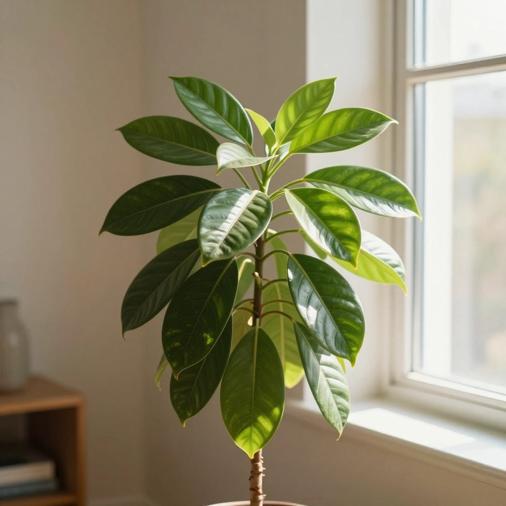 Healthy houseplant placed near a window with indirect sunlight