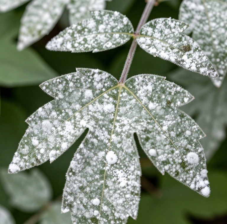powdery mildew on plant leaves