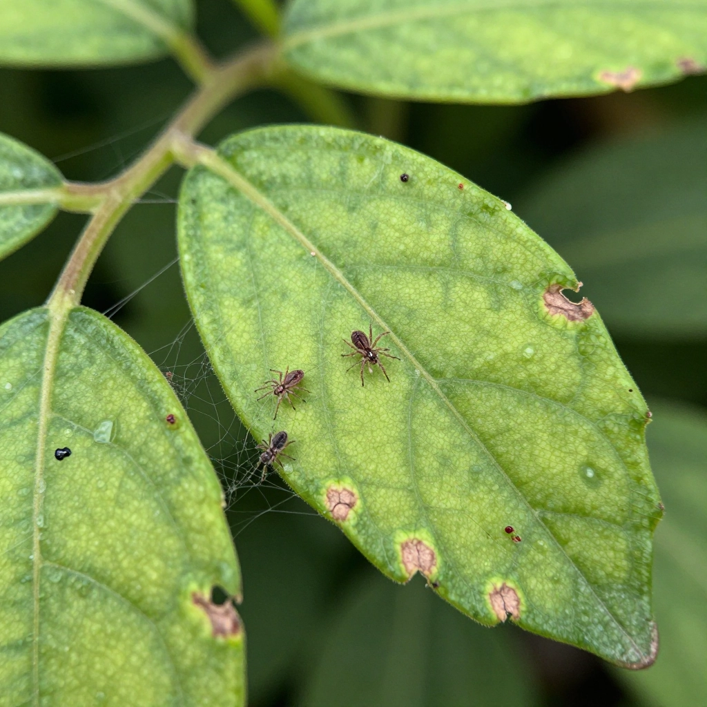 spider mites on indoor plant leaves