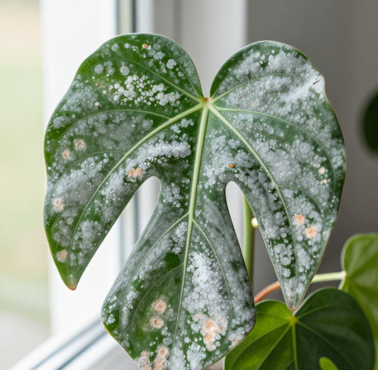 white powder on plant leaves