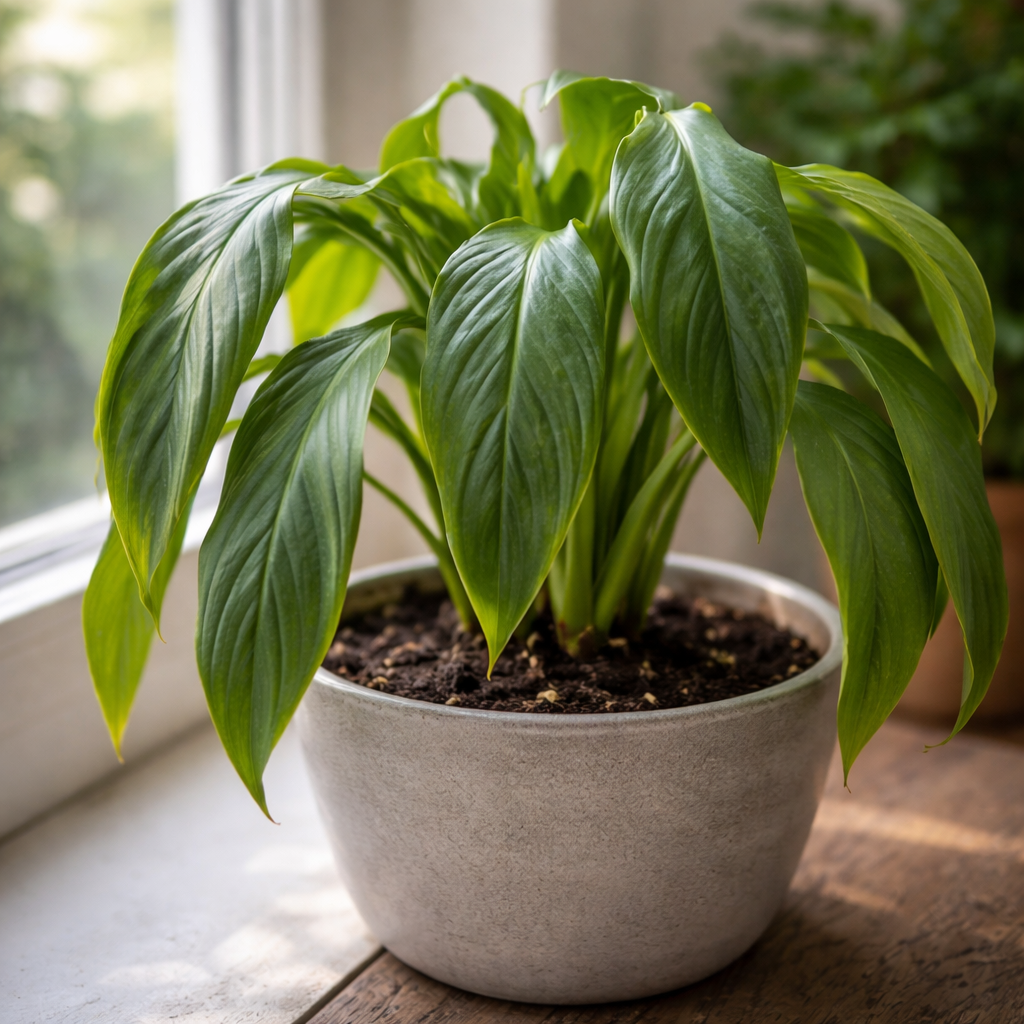 indoor plant with drooping leaves close up stressed houseplant